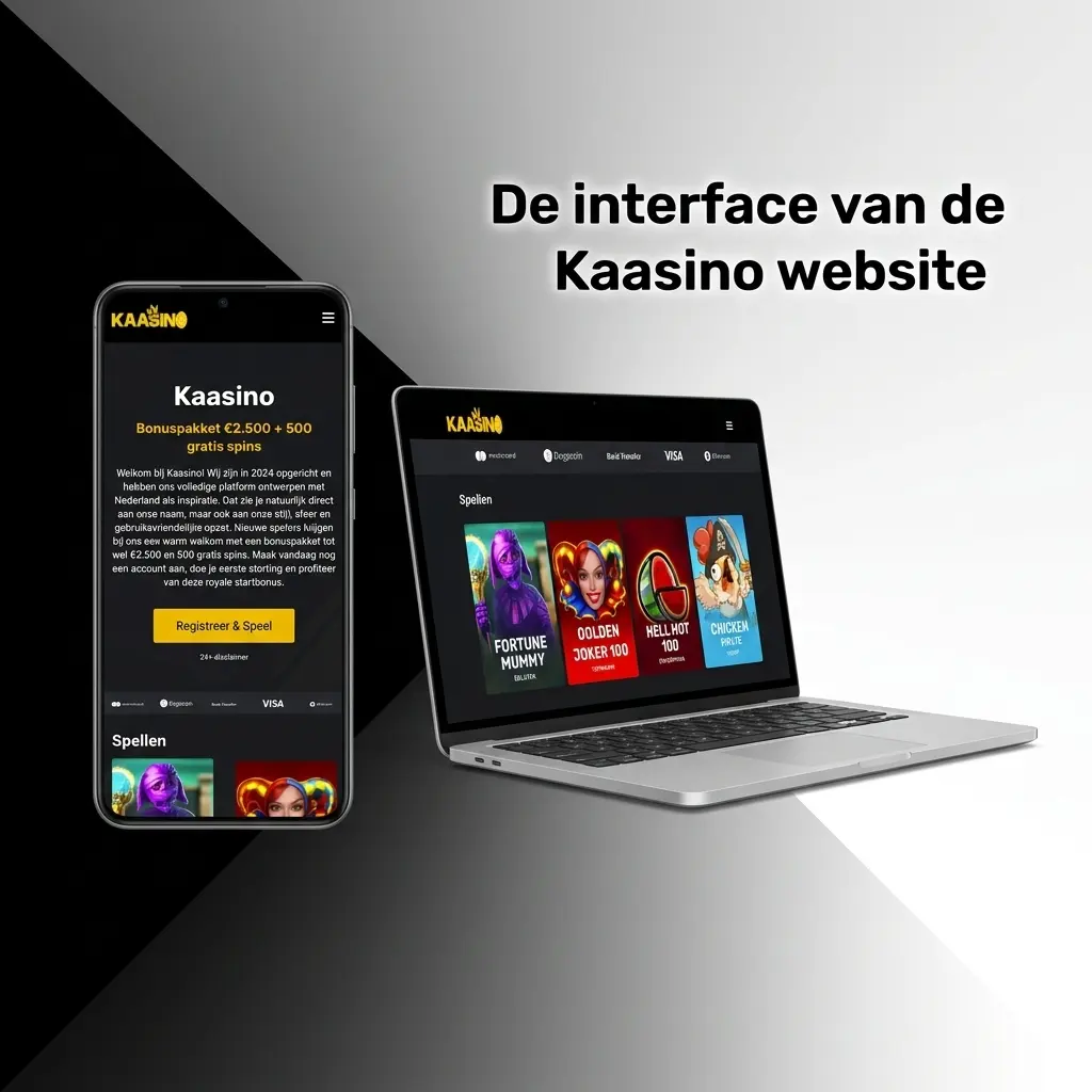 Overzicht van de Kaasino website interface