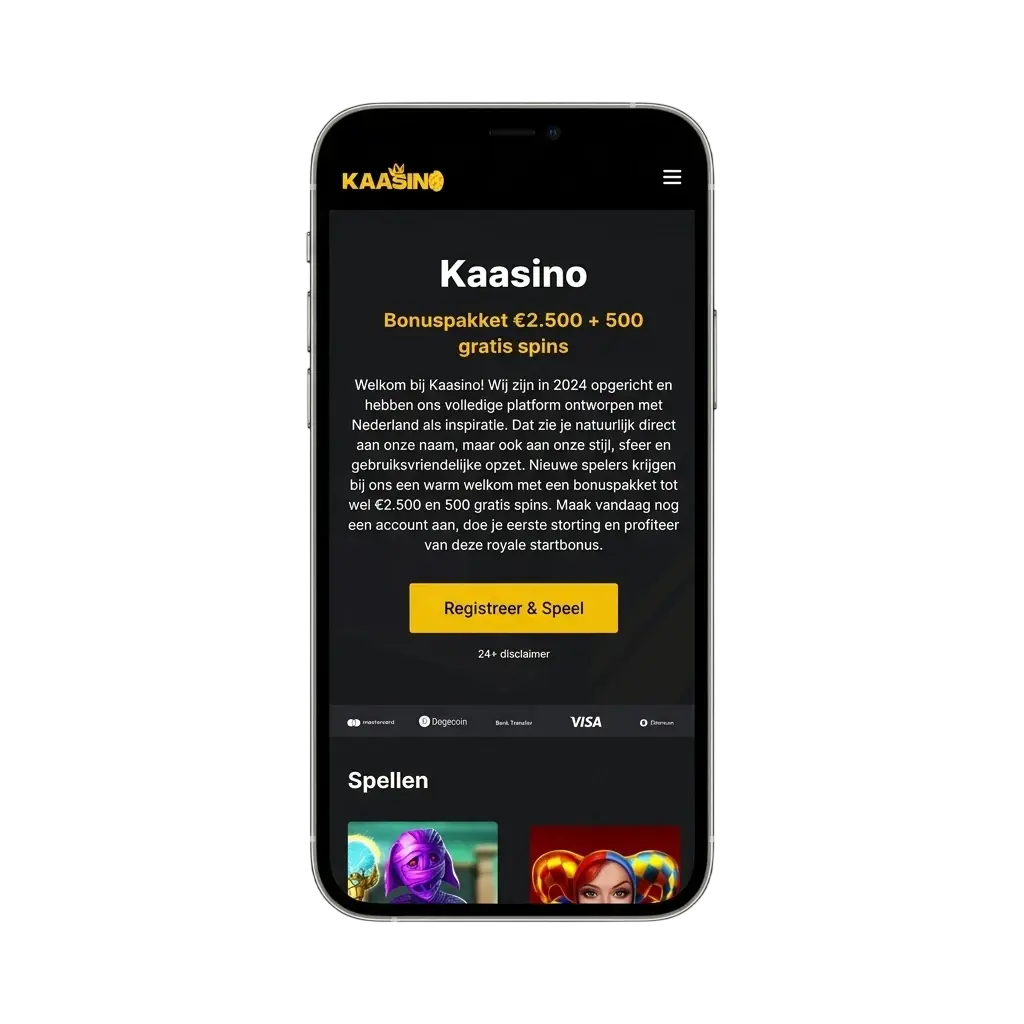 Kaasino app op smartphone voor Android en iOS