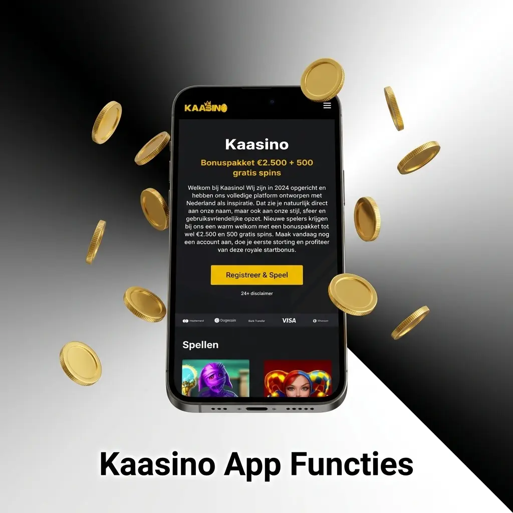 Kaasino app overzicht op smartphone