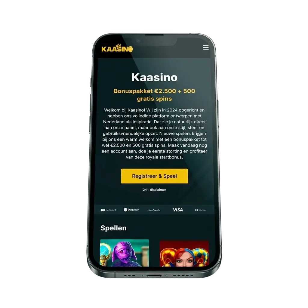 Kaasino app op mobiele telefoon