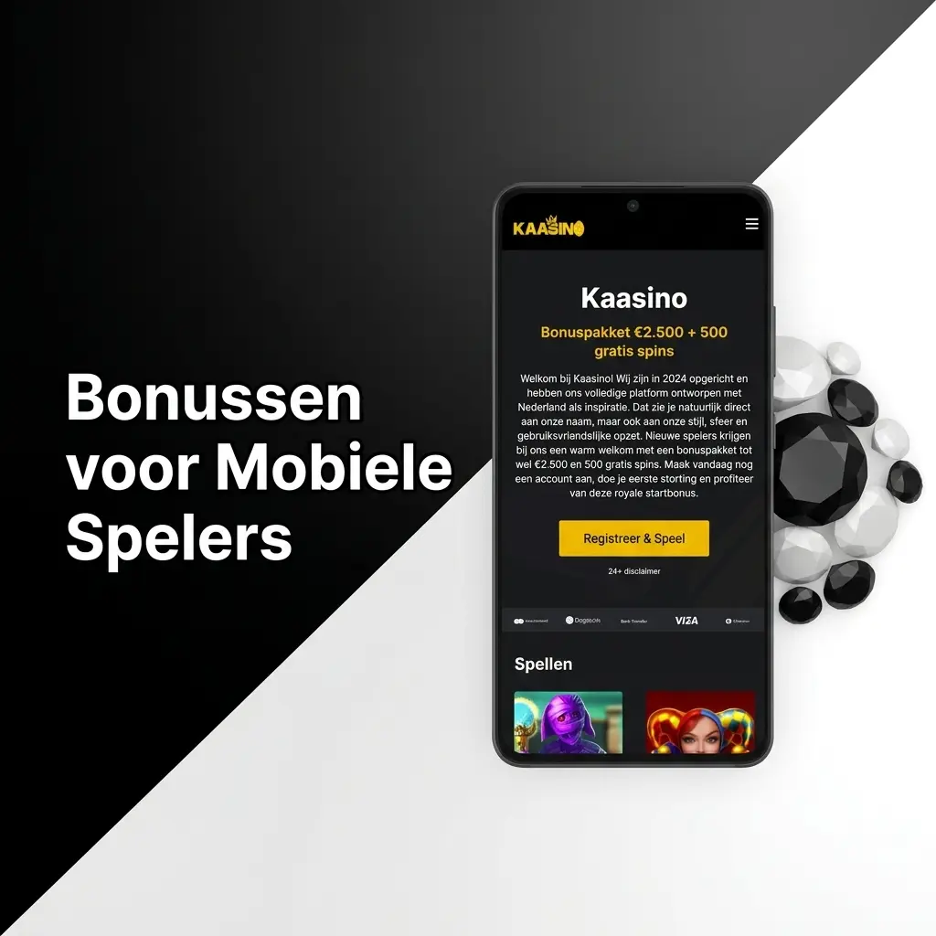 Mobiele speler die de Kaasino app gebruikt op smartphone