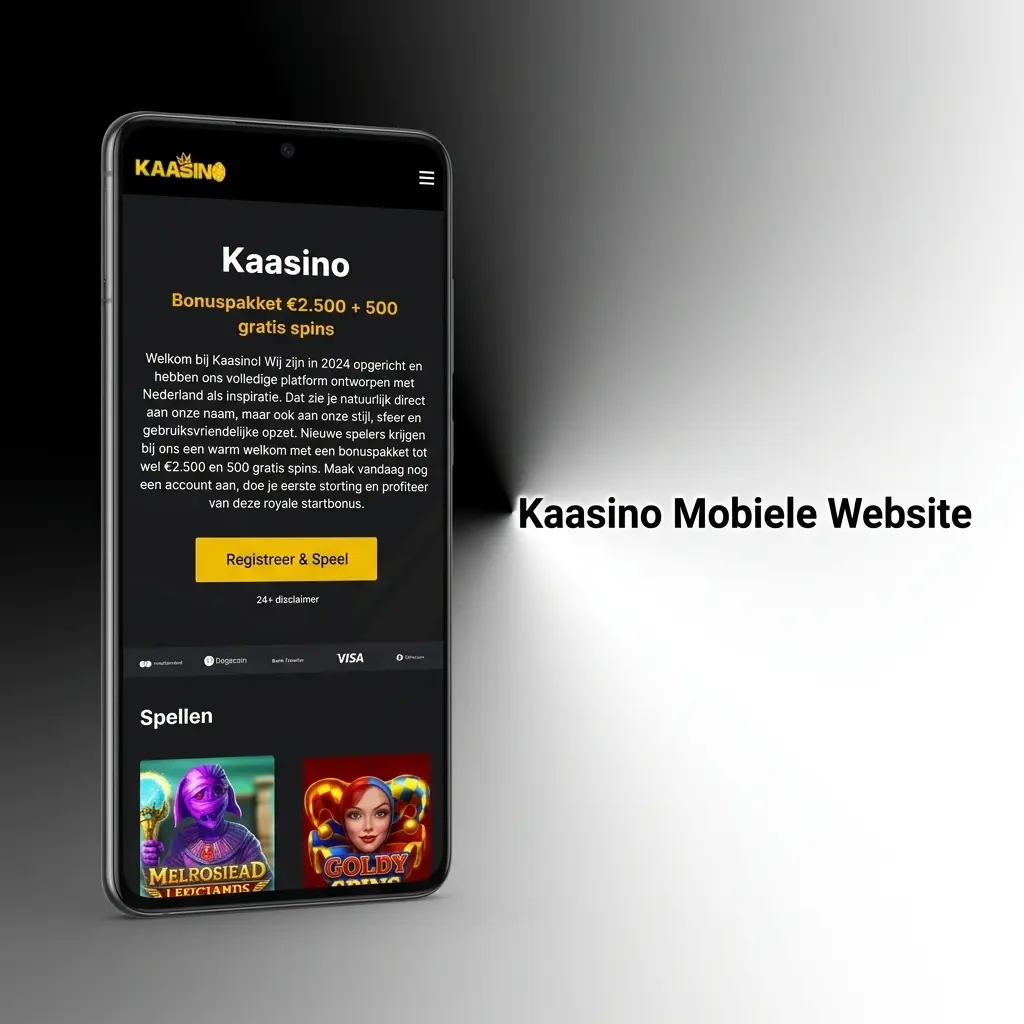 Kaasino mobiele website op een smartphone